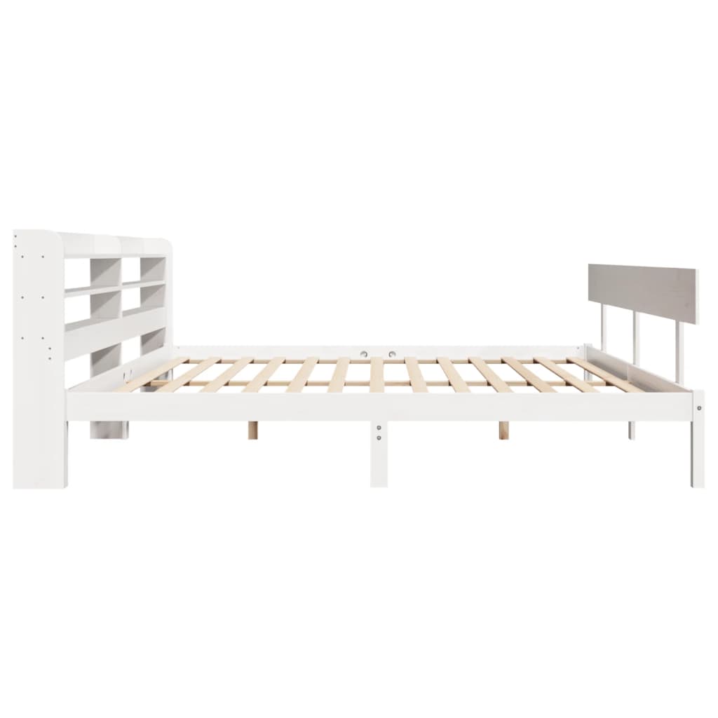 Cadre de lit sans matelas blanc 200x200 cm bois massif de pin