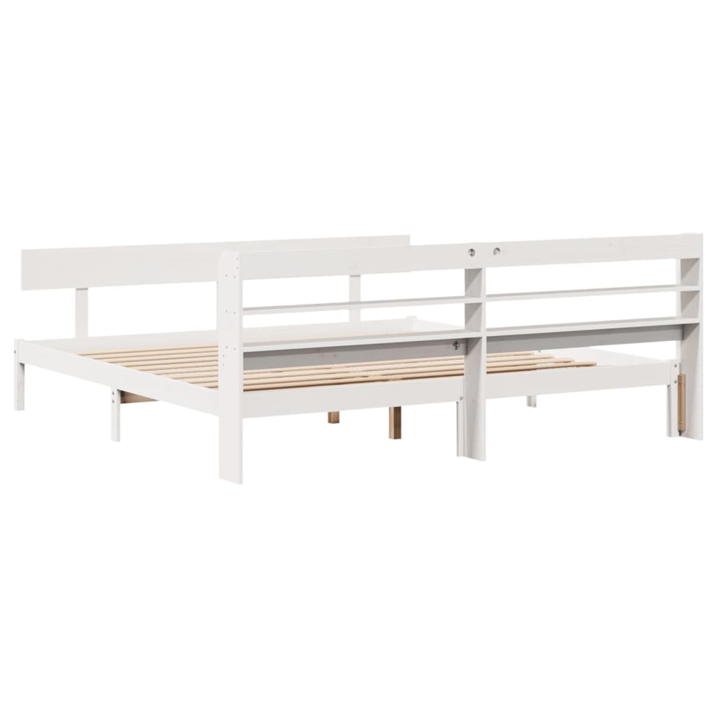 Cadre de lit sans matelas blanc 200x200 cm bois massif de pin