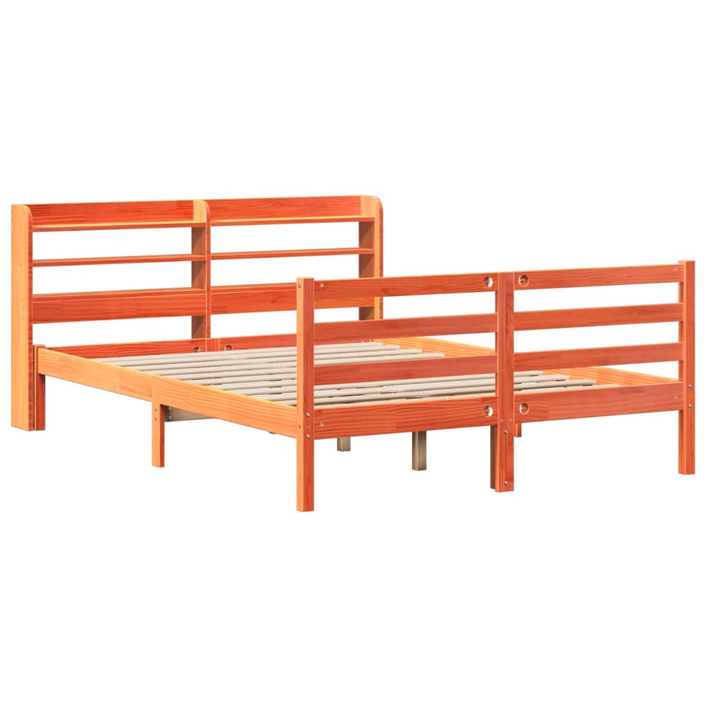 Cadre de lit sans matelas cire marron 120x190cm bois pin massif