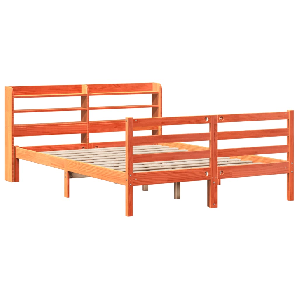 Cadre de lit sans matelas cire marron 120x200cm bois pin massif