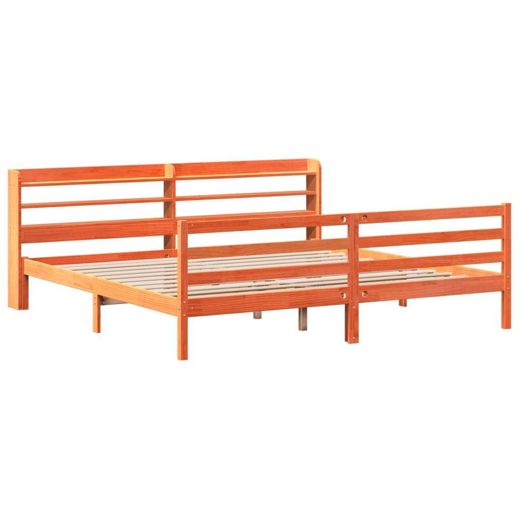 Cadre de lit sans matelas cire marron 180x200cm bois pin massif