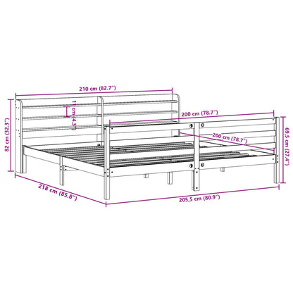 Cadre de lit sans matelas cire marron 200x200cm bois pin massif