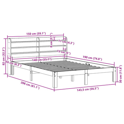 Cadre de lit avec tête de lit sans matelas 140x190 cm