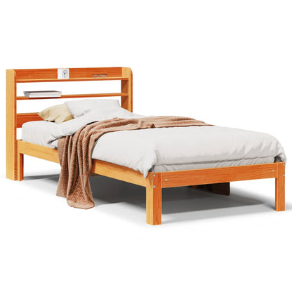 Cadre de lit sans matelas cire marron 75x190 cm bois pin massif