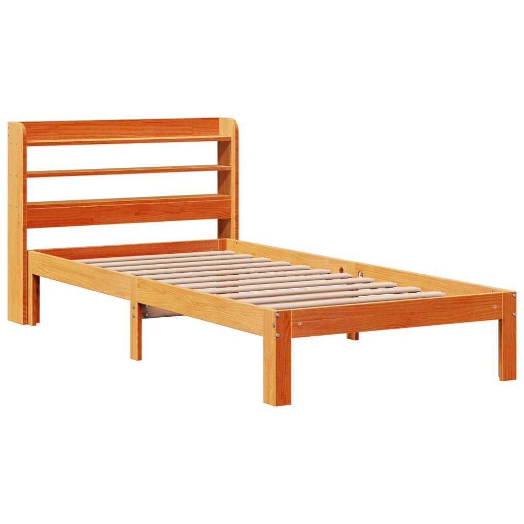 Cadre de lit sans matelas cire marron 75x190 cm bois pin massif