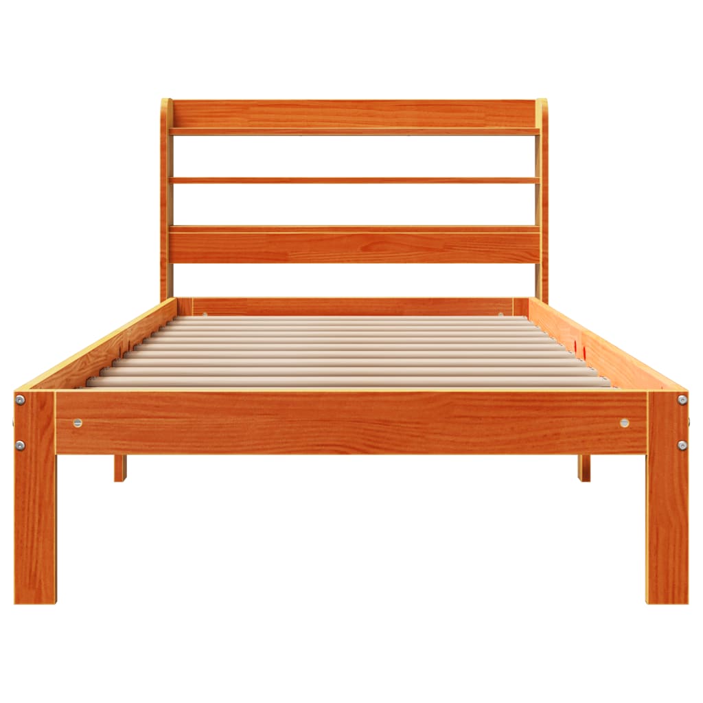 Cadre de lit sans matelas cire marron 75x190 cm bois pin massif