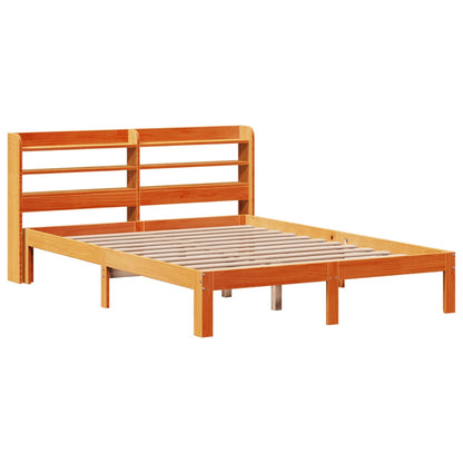 Cadre de lit sans matelas cire marron 135x190cm bois pin massif