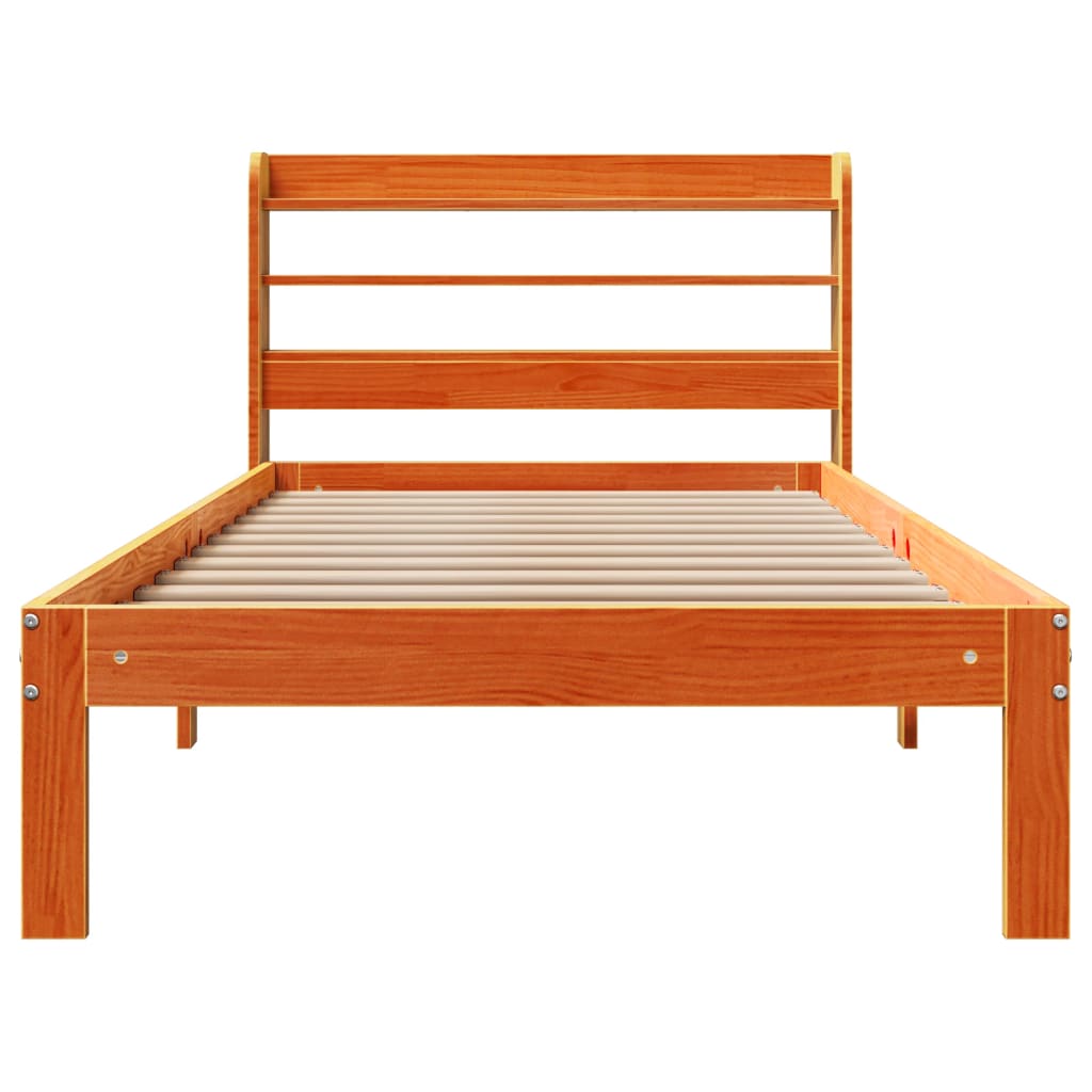 Cadre de lit sans matelas cire marron 90x200 cm bois pin massif