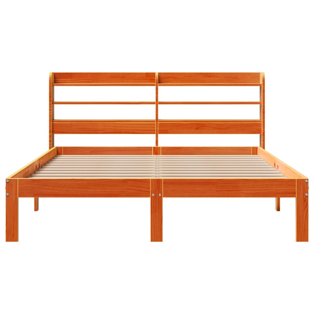 Cadre de lit sans matelas cire marron 120x200cm bois pin massif