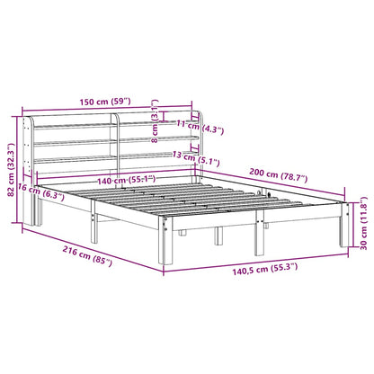 Cadre de lit sans matelas cire marron 140x200cm bois pin massif