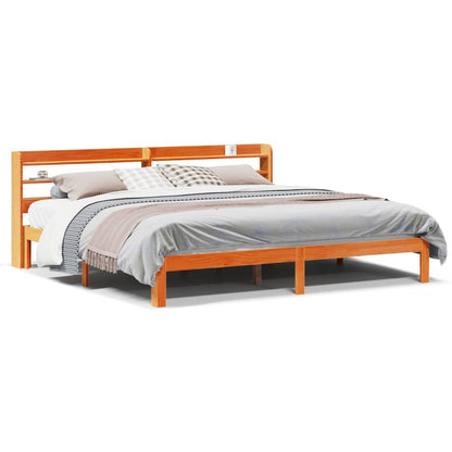 Cadre de lit sans matelas cire marron 180x200cm bois pin massif