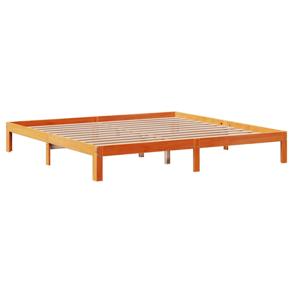 Cadre de lit sans matelas cire marron 180x200cm bois pin massif