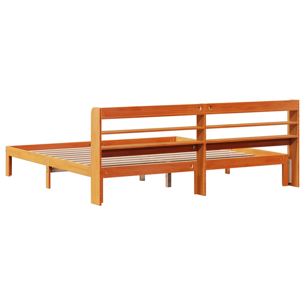 Cadre de lit sans matelas cire marron 180x200cm bois pin massif