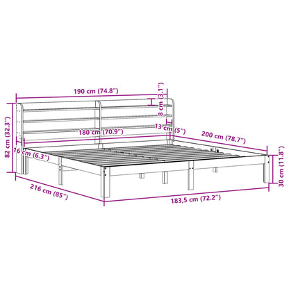 Cadre de lit sans matelas cire marron 180x200cm bois pin massif