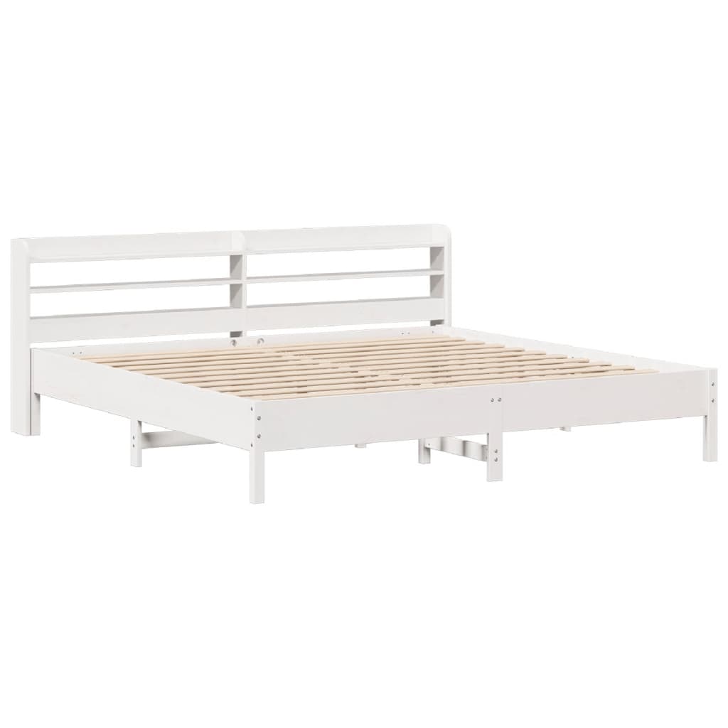 Cadre de lit sans matelas blanc 200x200 cm bois massif de pin