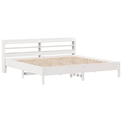 Cadre de lit sans matelas blanc 200x200 cm bois massif de pin