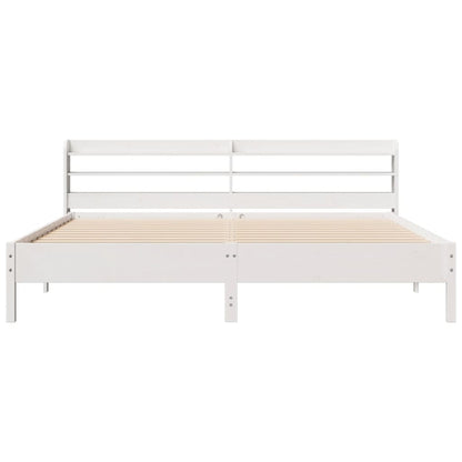 Cadre de lit sans matelas blanc 200x200 cm bois massif de pin