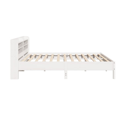 Cadre de lit sans matelas blanc 200x200 cm bois massif de pin