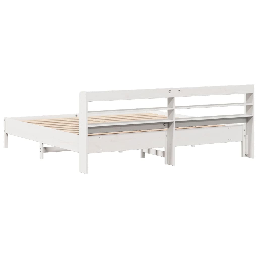 Cadre de lit sans matelas blanc 200x200 cm bois massif de pin