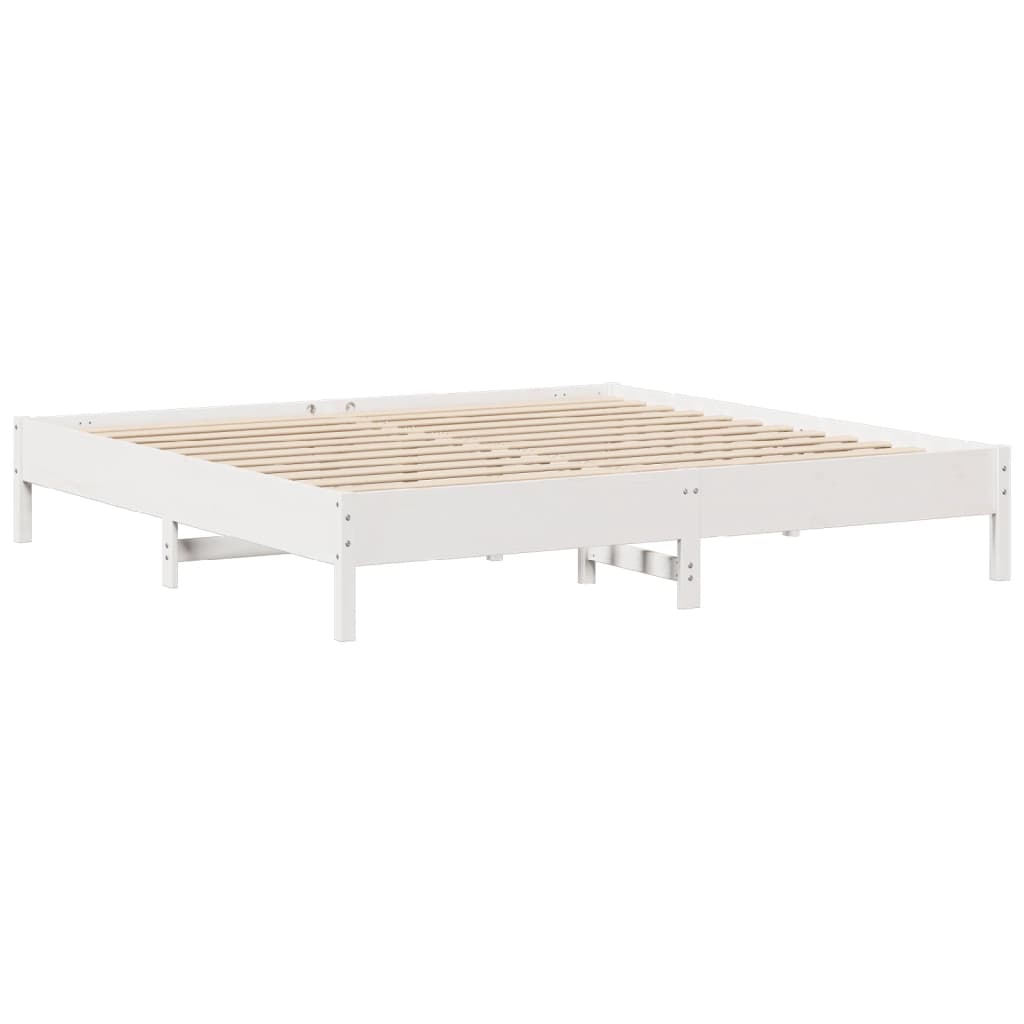 Cadre de lit sans matelas blanc 200x200 cm bois massif de pin