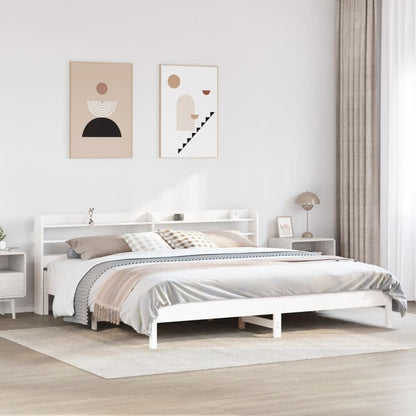 Cadre de lit sans matelas blanc 200x200 cm bois massif de pin