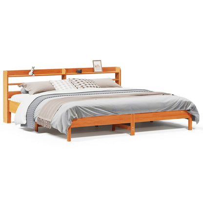 Cadre de lit sans matelas cire marron 200x200cm bois pin massif