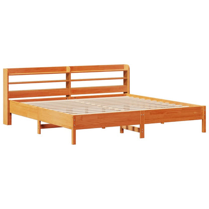 Cadre de lit sans matelas cire marron 200x200cm bois pin massif