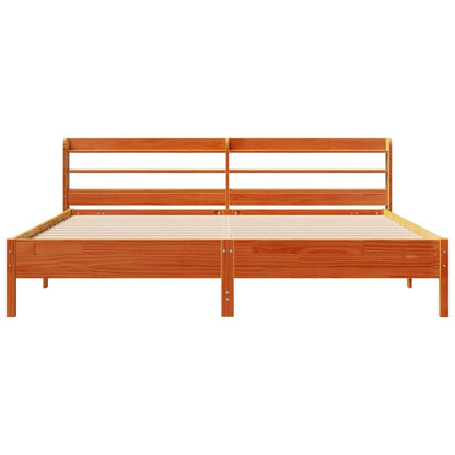 Cadre de lit sans matelas cire marron 200x200cm bois pin massif