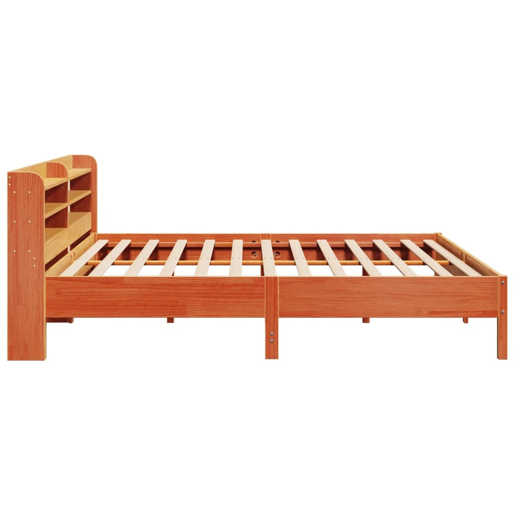 Cadre de lit sans matelas cire marron 200x200cm bois pin massif