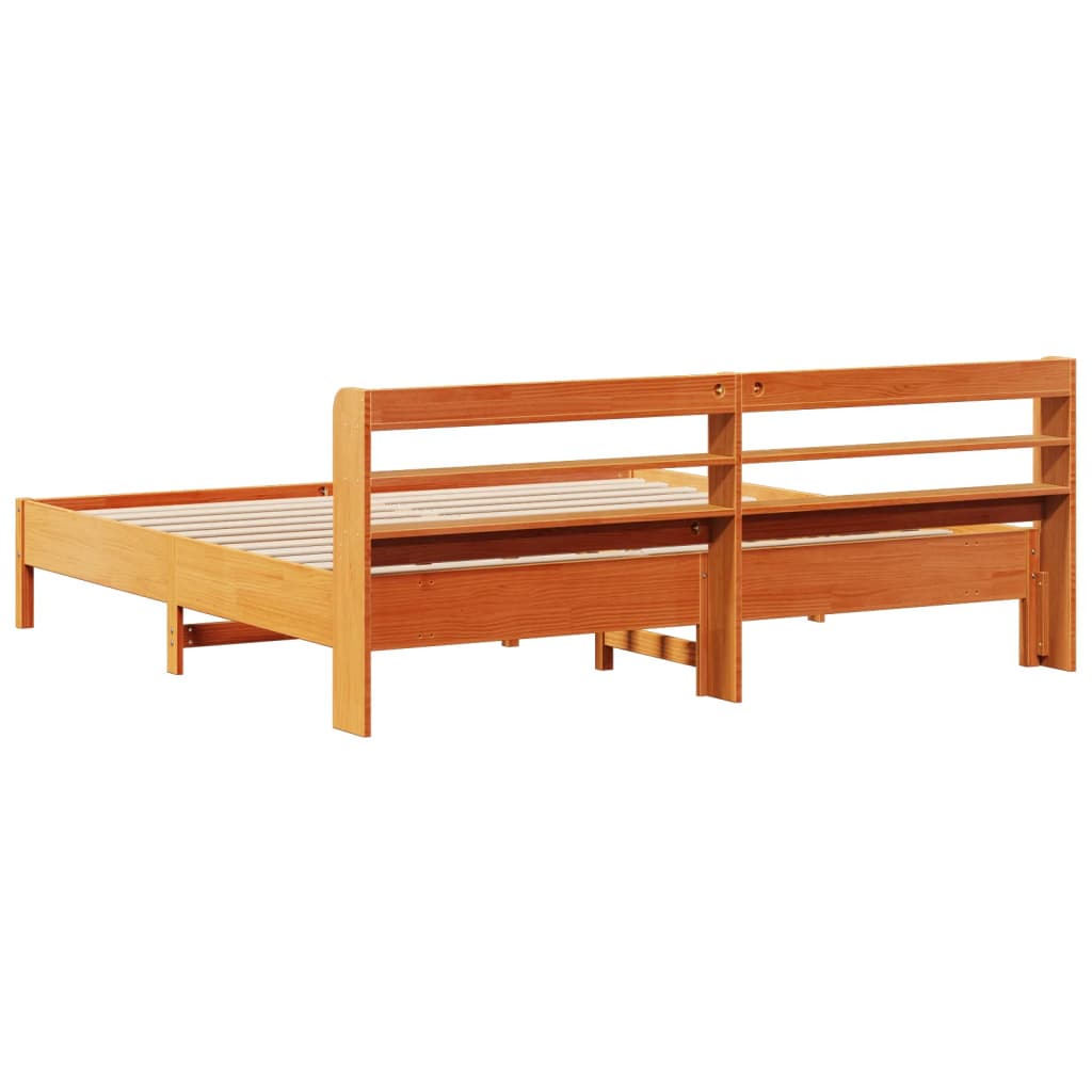 Cadre de lit sans matelas cire marron 200x200cm bois pin massif