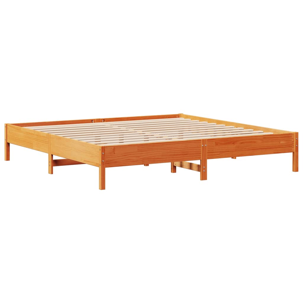 Cadre de lit sans matelas cire marron 200x200cm bois pin massif