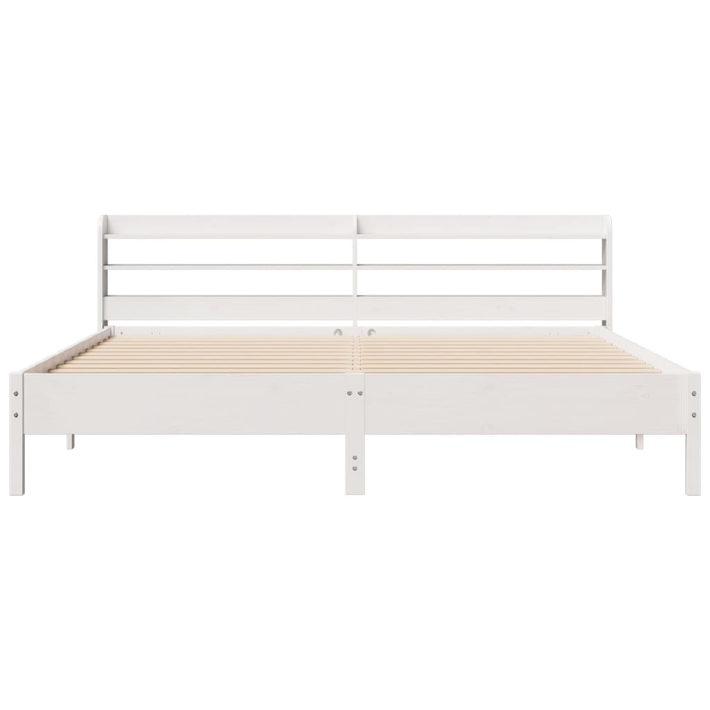 Cadre de lit sans matelas blanc 180x200 cm bois massif de pin