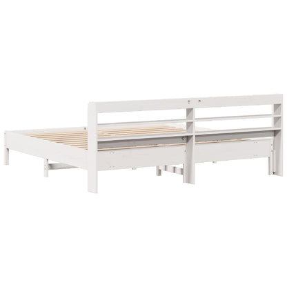 Cadre de lit sans matelas blanc 180x200 cm bois massif de pin