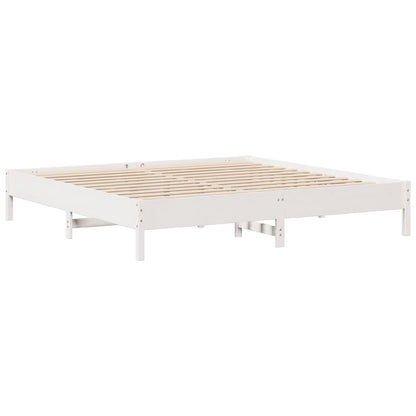 Cadre de lit sans matelas blanc 180x200 cm bois massif de pin