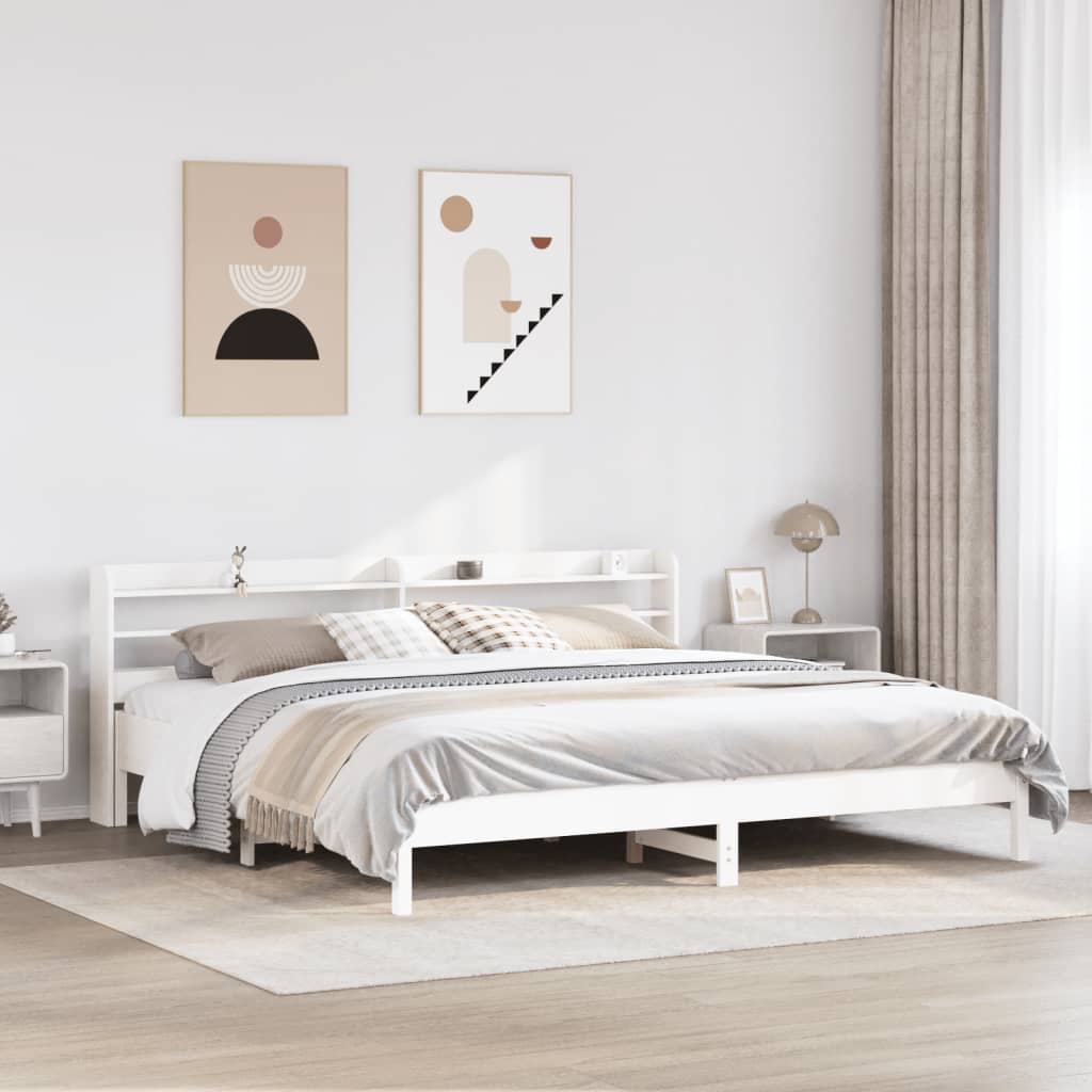 Cadre de lit sans matelas blanc 180x200 cm bois massif de pin