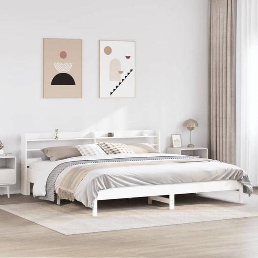 Cadre de lit sans matelas blanc 180x200 cm bois massif de pin