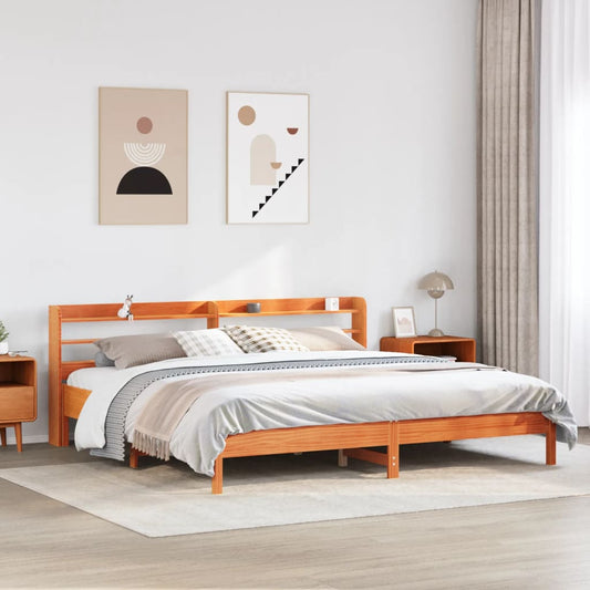 Cadre de lit sans matelas cire marron 180x200cm bois pin massif