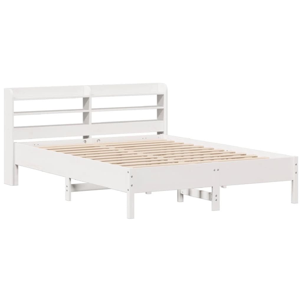 Cadre de lit sans matelas blanc 160x200 cm bois de pin massif