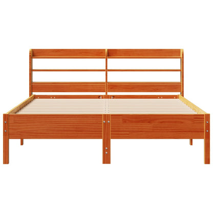 Cadre de lit sans matelas cire marron 160x200cm bois pin massif