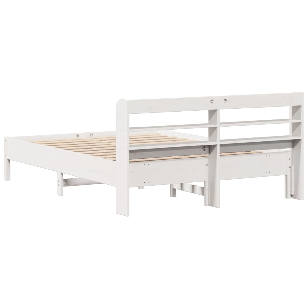 Cadre de lit sans matelas blanc 150x200 cm bois de pin massif