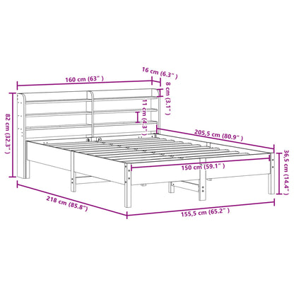 Cadre de lit sans matelas cire marron 150x200cm bois pin massif