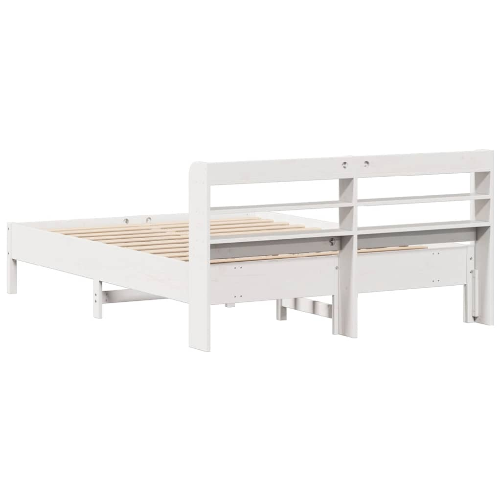 Cadre de lit sans matelas blanc 140x200 cm bois de pin massif