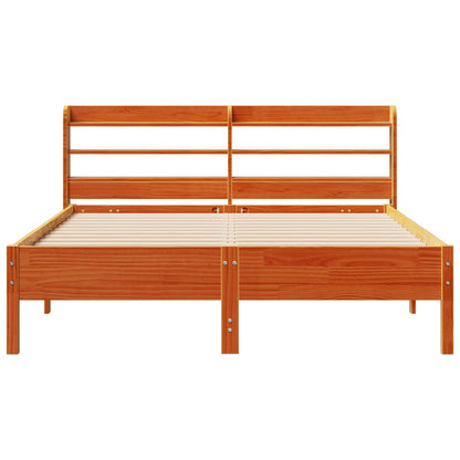 Cadre de lit sans matelas cire marron 140x200cm bois pin massif