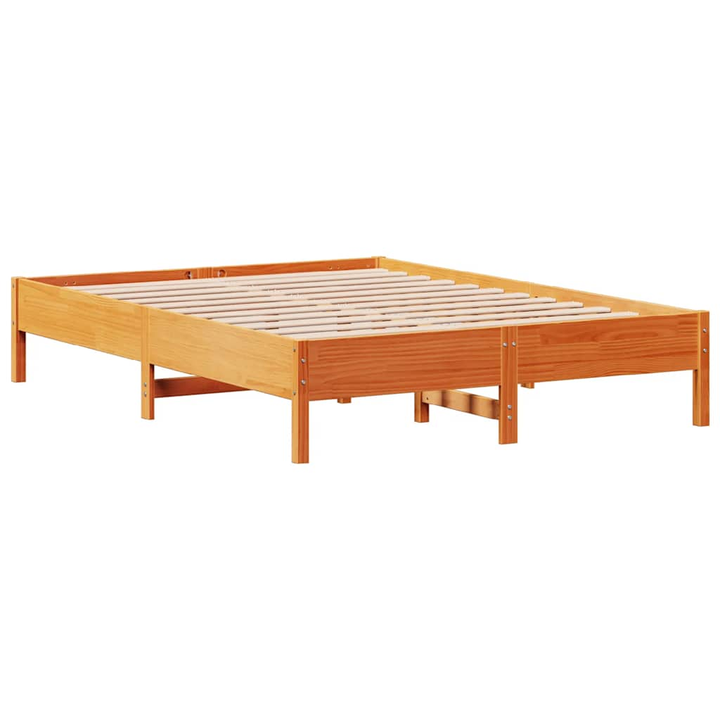 Cadre de lit sans matelas cire marron 140x200cm bois pin massif