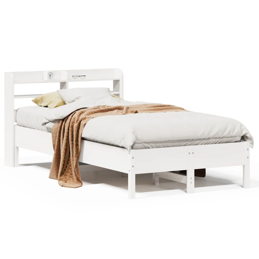 Cadre de lit sans matelas blanc 120x200 cm bois de pin massif