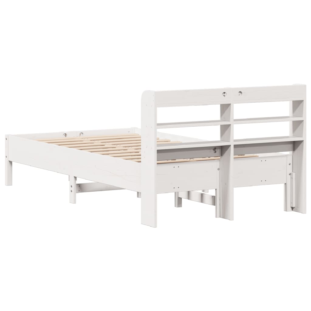 Cadre de lit sans matelas blanc 120x200 cm bois de pin massif