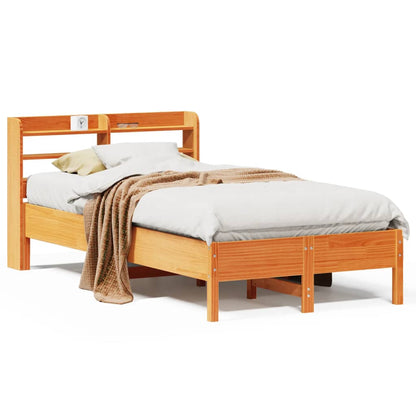 Cadre de lit sans matelas cire marron 120x200cm bois pin massif