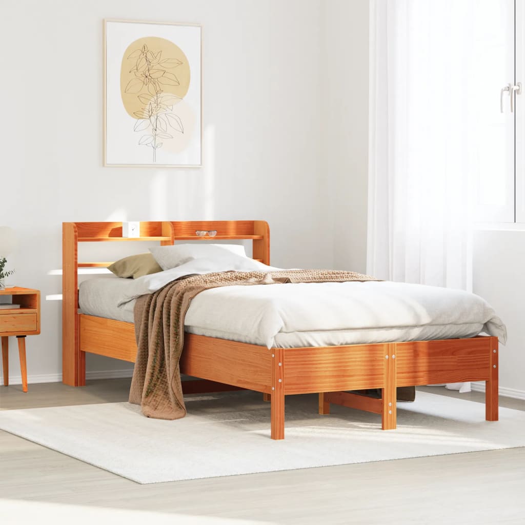 Cadre de lit sans matelas cire marron 120x200cm bois pin massif