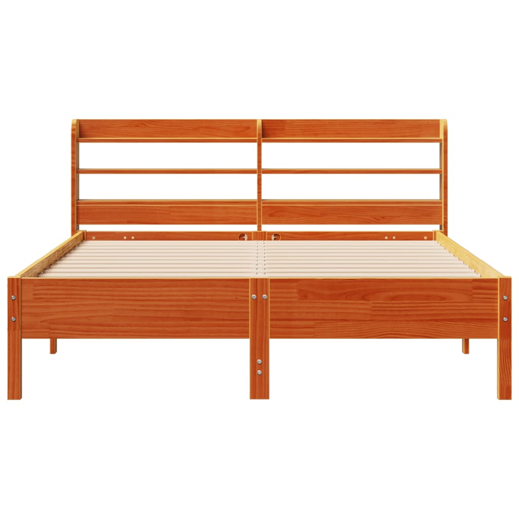 Cadre de lit sans matelas cire marron 140x190cm bois pin massif