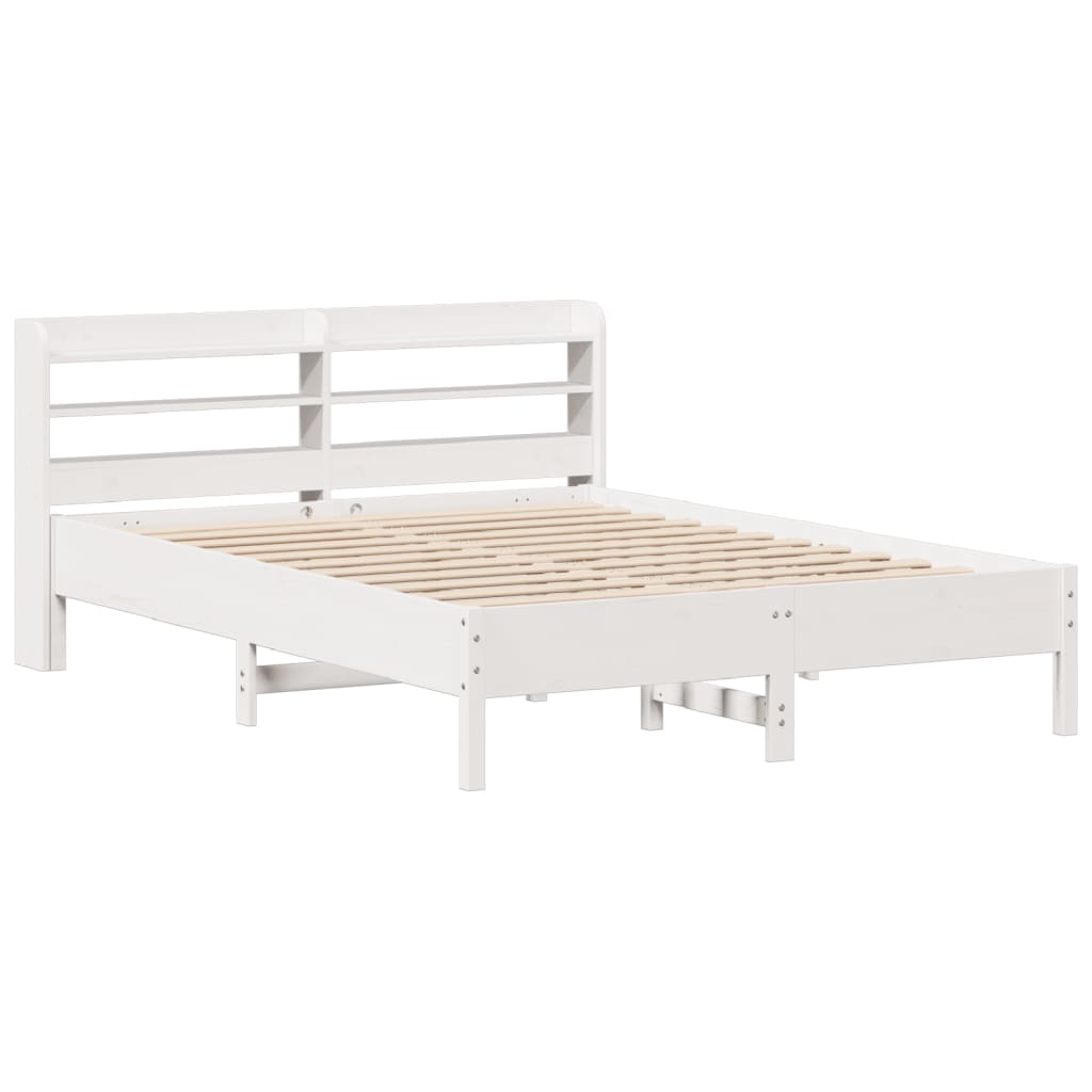 Cadre de lit sans matelas blanc 135x190 cm bois de pin massif